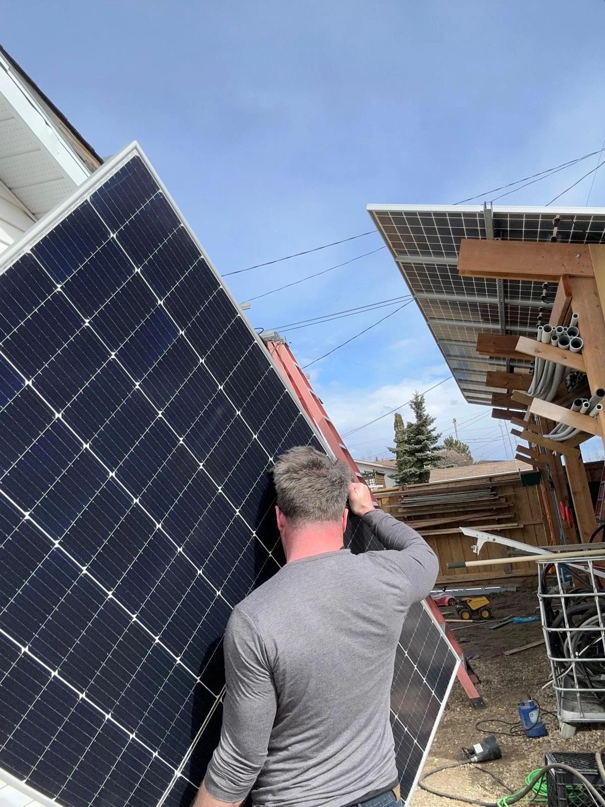 A solar panel being installed on a Braveheart project